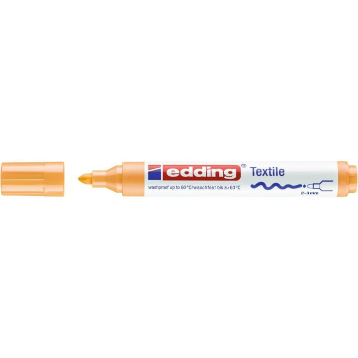 Edding 4500 Textilmarker – Rundspitze, 2–3 mm, wasserbasiert, hellorange, waschbeständig bis 60 °C, für Stoff