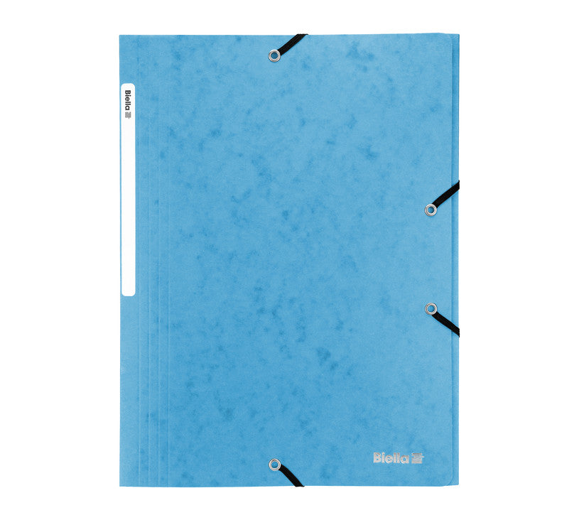 Biella Gummibandmappe A4 – Karton, Hellblau, 3 Klappen, bis 200 Blatt