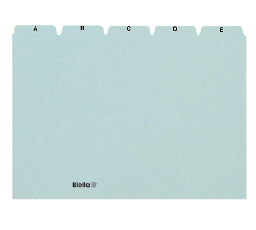 Biella Karteikarte A5 Querformat, Fahnen A–Z, Blau, 450 g/m², Karteikarton – 25 Stück