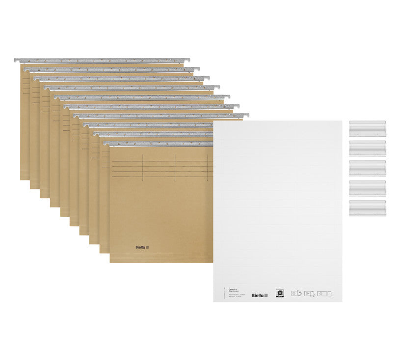 Biella Hängeordner für A4 – Karton, Olivgrün, 320 × 240 mm, mit Vordruck