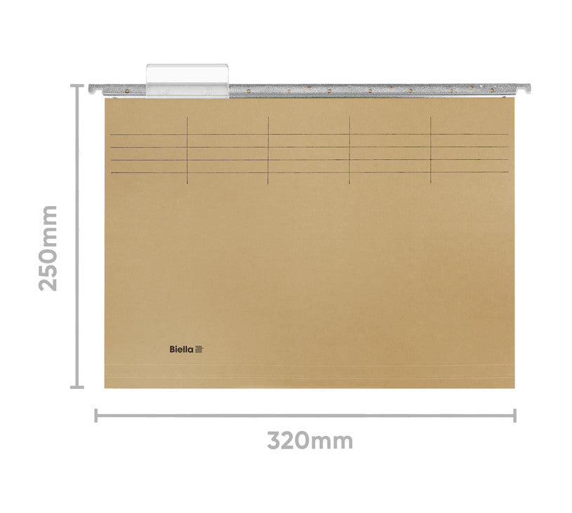 Biella Hängeordner für A4 – Karton, Olivgrün, 320 × 240 mm, mit Vordruck