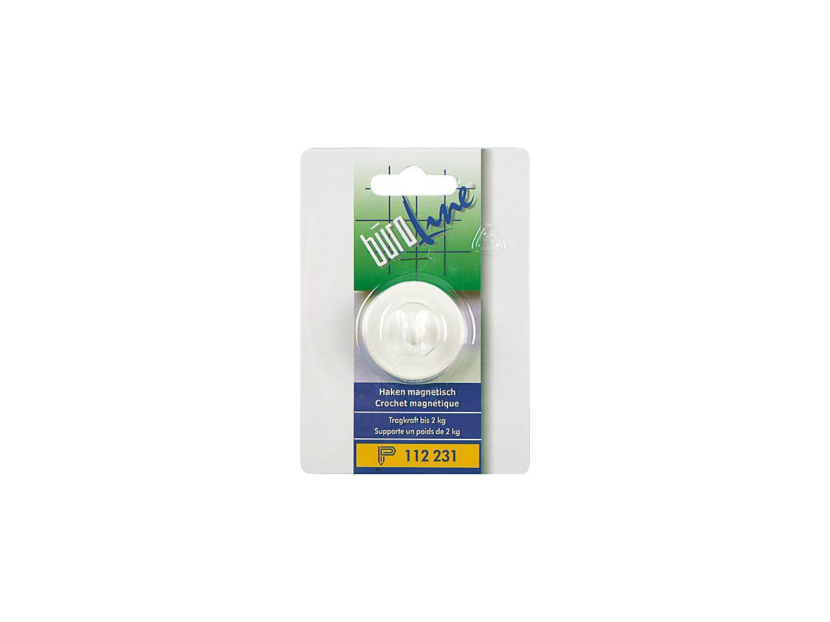 Buroline Büroline Magnethaken – Hakenmagnet, Ø 37 mm × 10 mm, 1 Stück, weiss