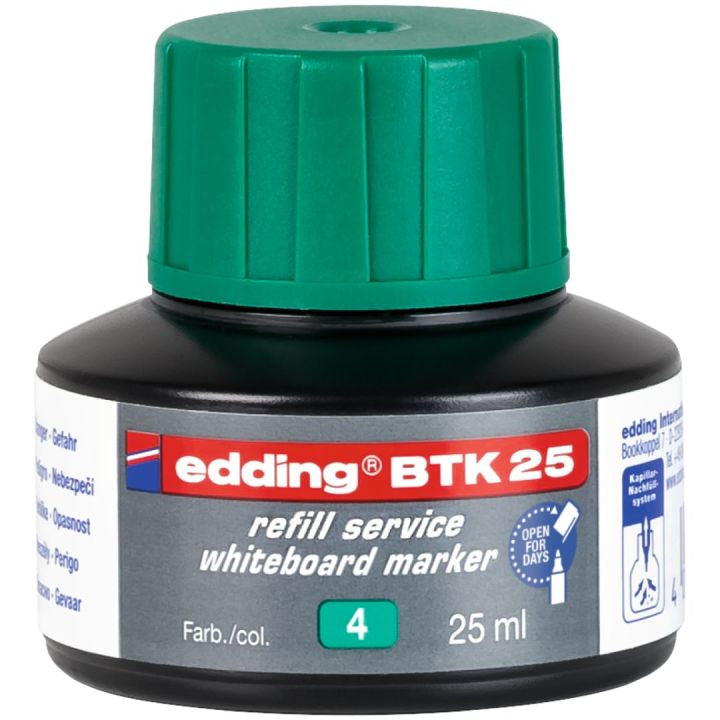 Edding Board Marker-Tusche für Edding 250, 28, 29 + 3 weitere – grün, löschbar, 25 ml