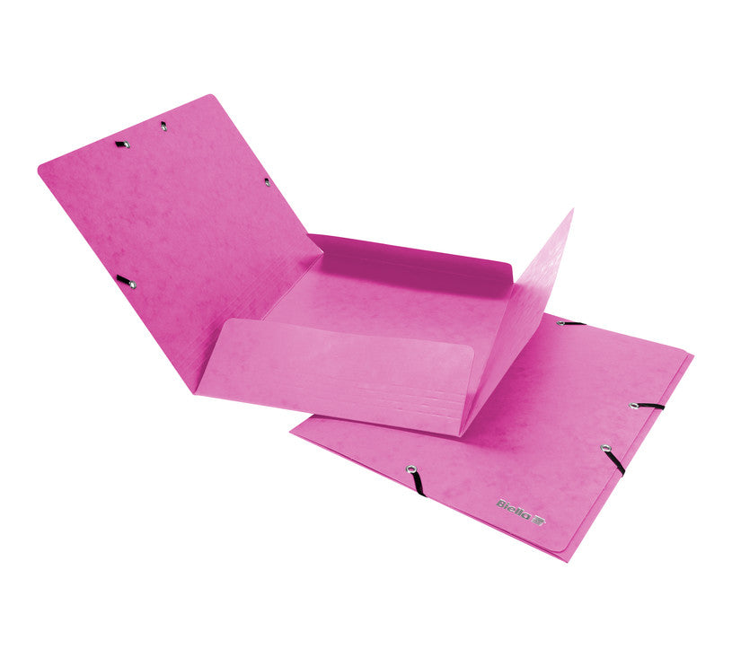 Biella Gummibandmappe A4 – 3 Klappen, Gummiband, Karton, Pink, bis 200 Blatt