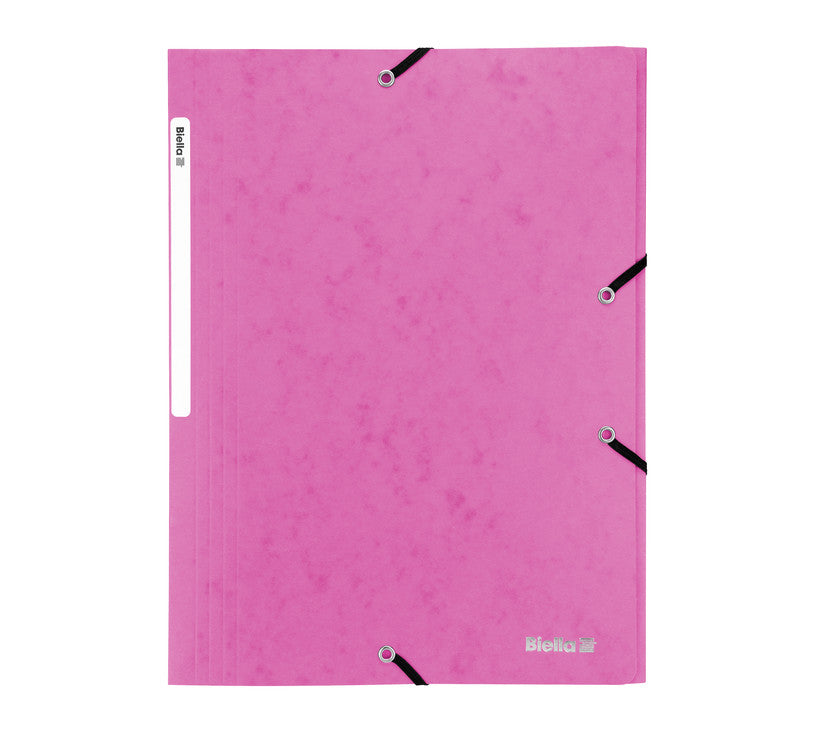 Biella Gummibandmappe A4 – 3 Klappen, Gummiband, Karton, Pink, bis 200 Blatt