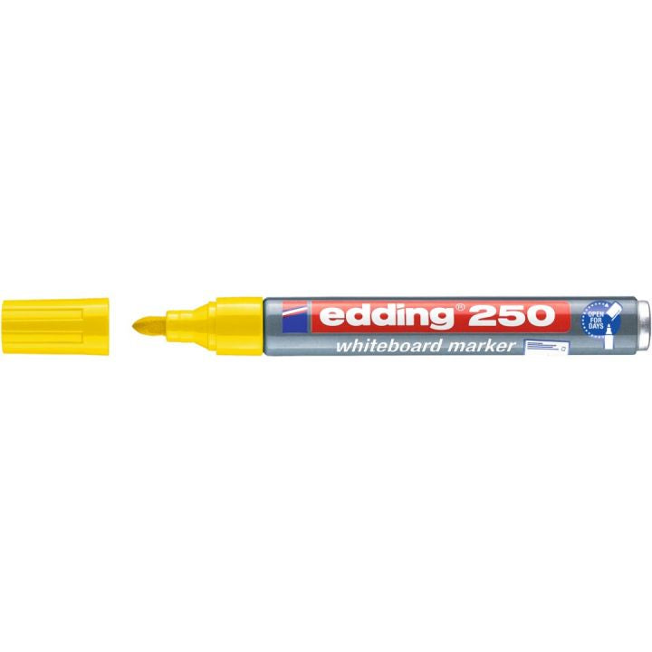 Edding Whiteboard-Marker 250 – Rundspitze 1,5-3 mm – Gelb – Trocken abwischbar