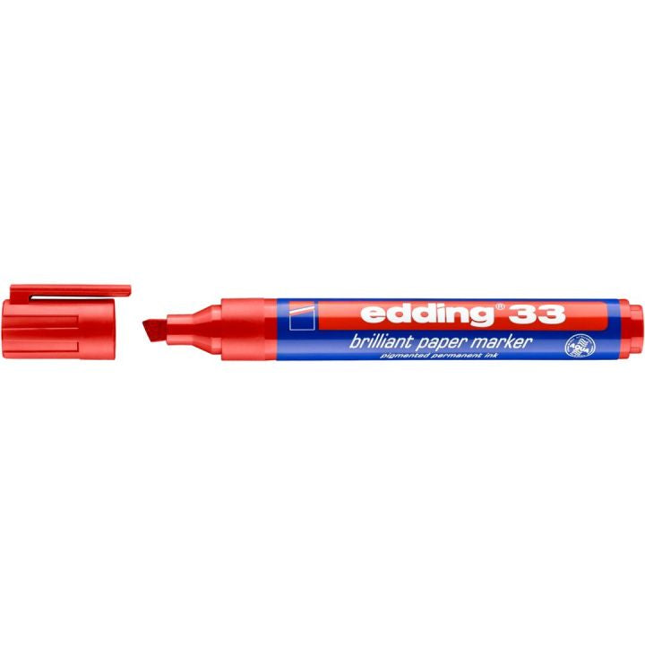 Edding Non-Permanent-Marker Brillant Paper Marker 33 – Keilspitze 1-5 mm – Rot – Nachfüllbar