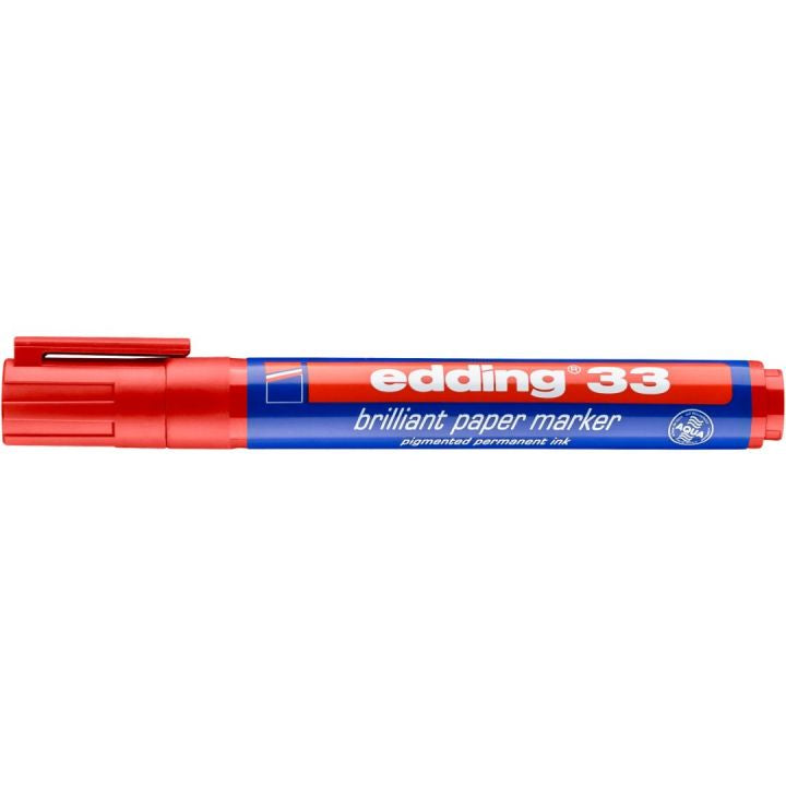 Edding Non-Permanent-Marker Brillant Paper Marker 33 – Keilspitze 1-5 mm – Rot – Nachfüllbar