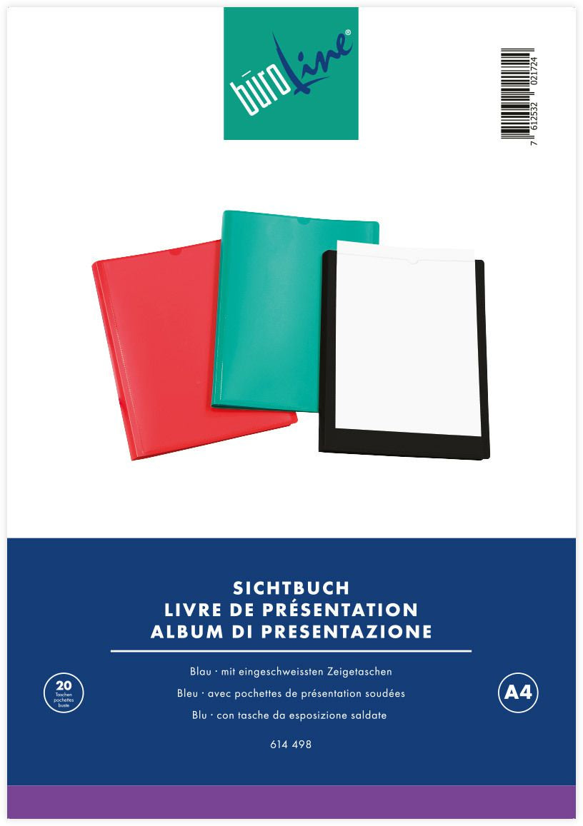 Buroline Sichtbuch, für A4, 20 Hüllen – Polypropylen (PP) – blau