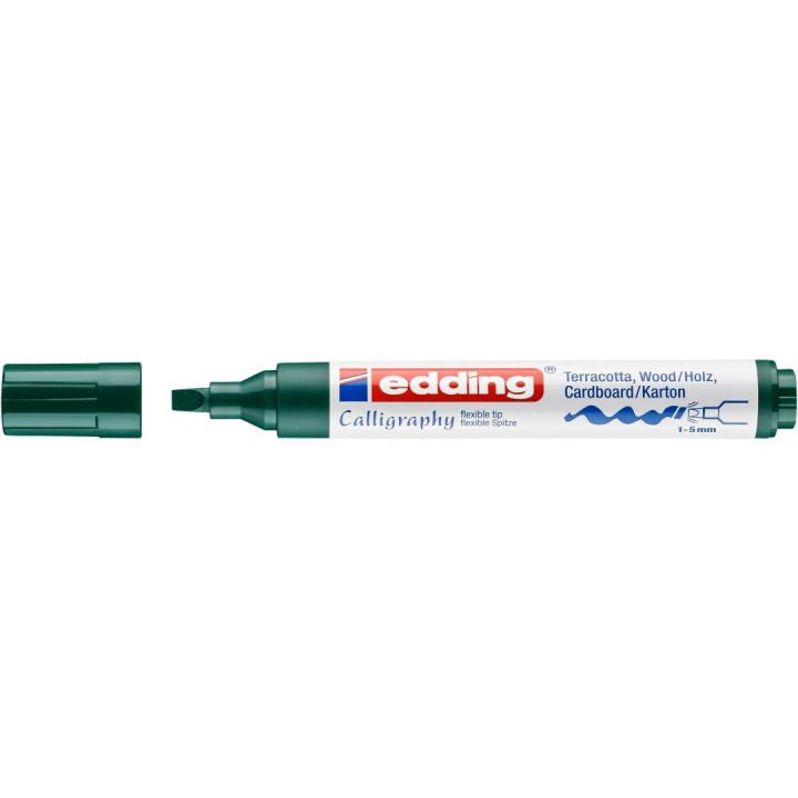 Edding 1455 Kalligraphiemarker – Keilspitze 1–5 mm – Grün – für Kanvas, Karton und Papier