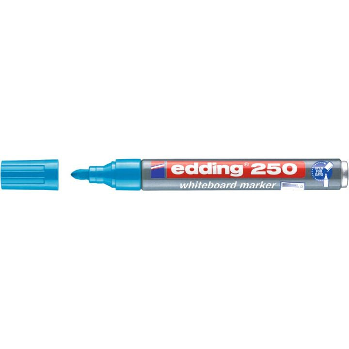 Edding Whiteboard-Marker 250 – Rundspitze 1,5-3 mm – Hellblau – Trocken abwischbar
