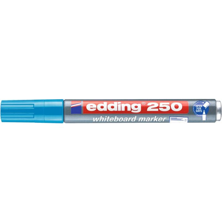 Edding Whiteboard-Marker 250 – Rundspitze 1,5-3 mm – Hellblau – Trocken abwischbar