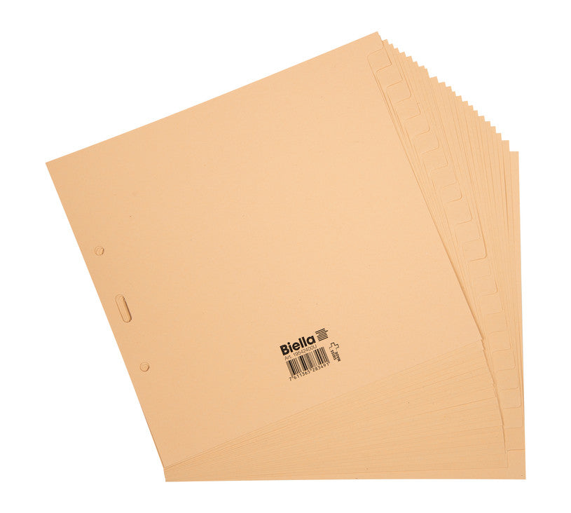 Biella Register – A4, 24-teilig, Papier, gelb, unbedruckt, 11-fach gelocht