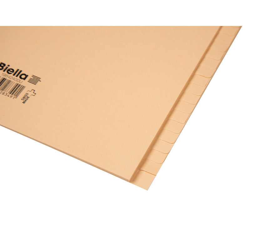 Biella Register – A4, 24-teilig, Papier, gelb, unbedruckt, 11-fach gelocht