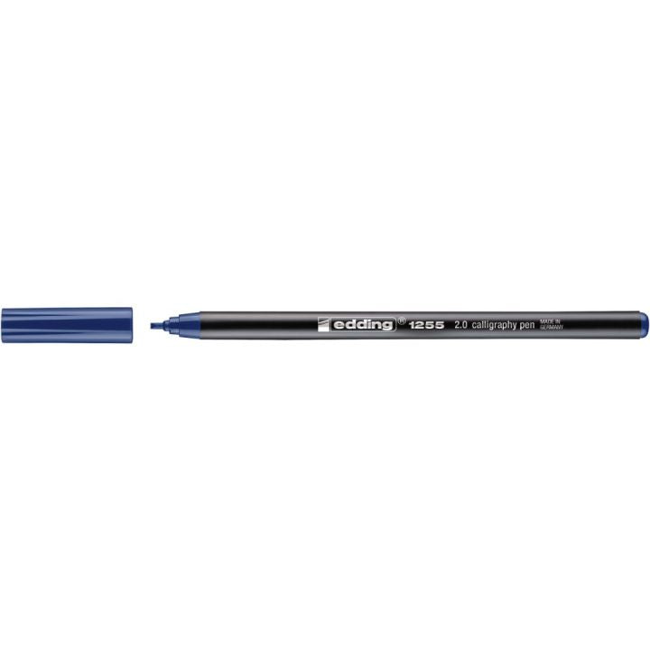 Edding Calligraphie Pen 1255 Filzstift – Keilspitze, 2 mm, wasserbasiert, wasserfest, blau
