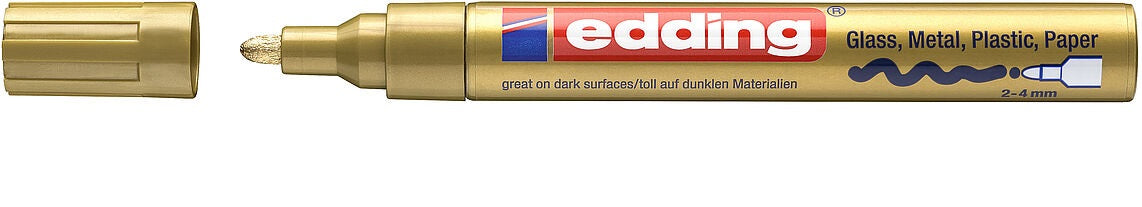 Edding 750 Lackmarker – 2–4 mm – gold – für Glas, Metall und Kunststoff
