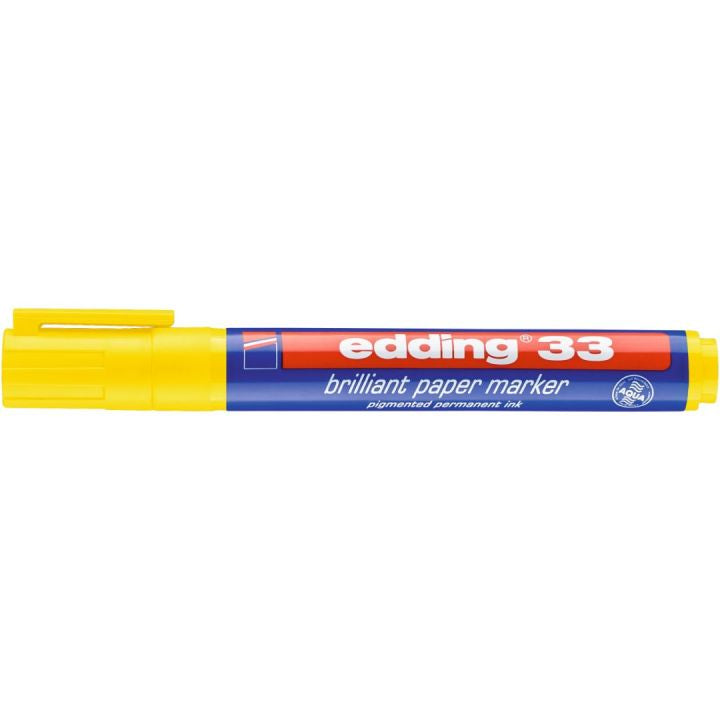 Edding Non-Permanent-Marker Brillant Paper Marker 33 – Keilspitze 1-5 mm – Gelb – Nachfüllbar