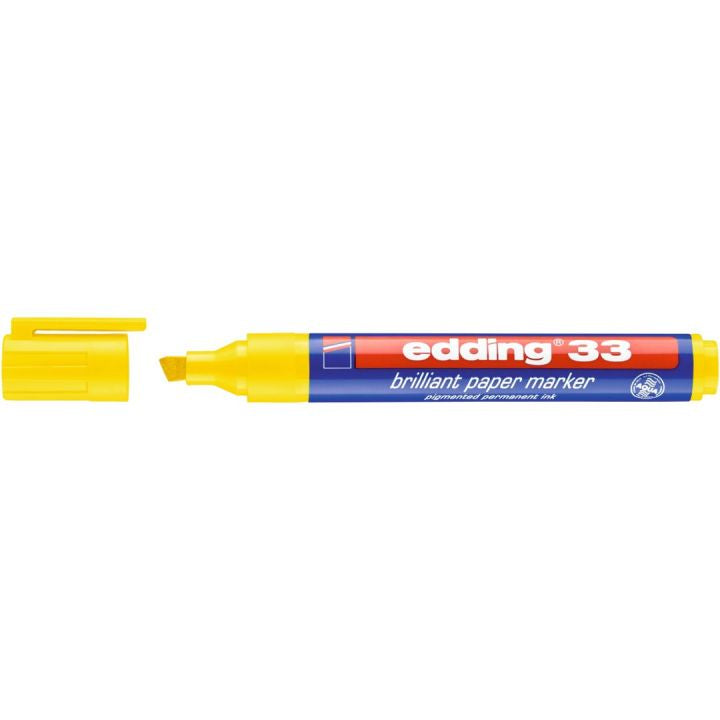 Edding Non-Permanent-Marker Brillant Paper Marker 33 – Keilspitze 1-5 mm – Gelb – Nachfüllbar