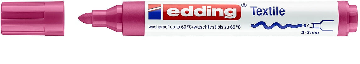 Edding 4500 Textilmarker – Rundspitze 2–3 mm – Karminrot – für Baumwolle, Leinen und Mischgewebe
