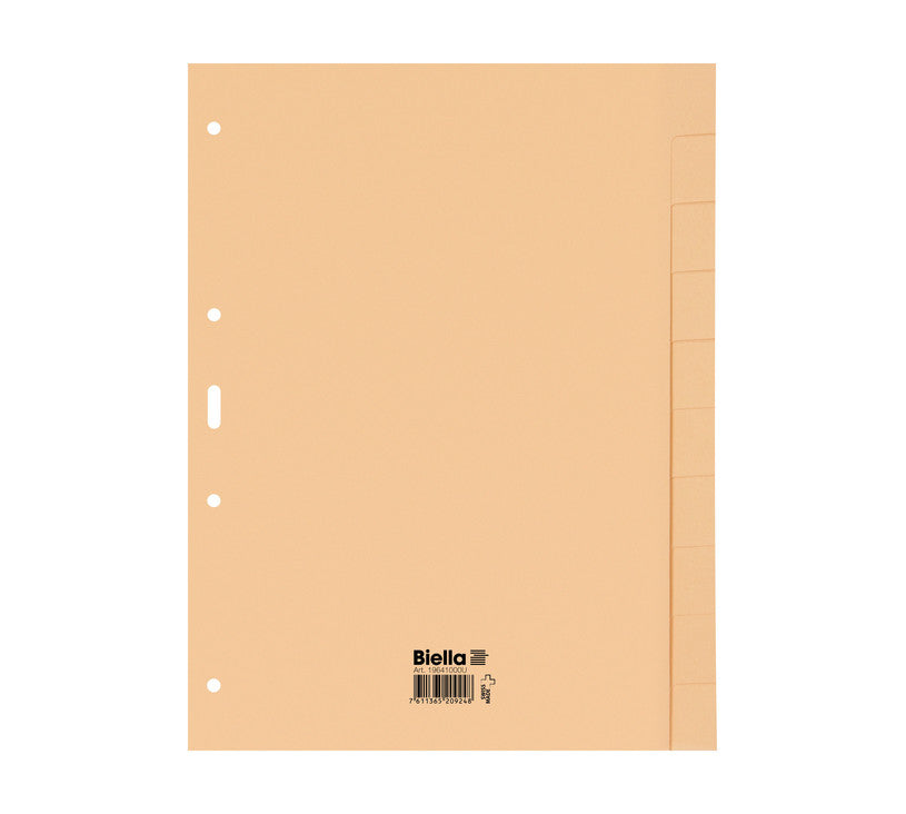 Biella Register – A4, 10-teilig, Karton, gelb, unbedruckt, 11-fach Lochung
