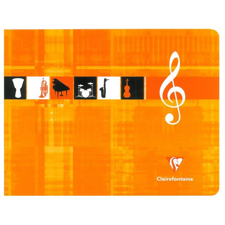 Clairefontaine Notenheft, Klammerheftung, Karton, 48 Seiten, 90 g/m² – sortiert (orange und blau)