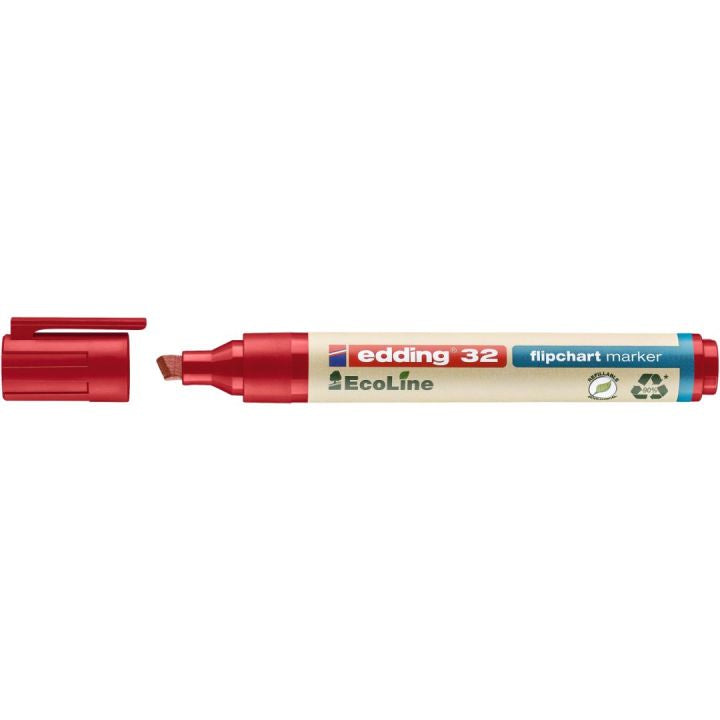 Edding Flipchart-Marker 32 EcoLine – Keilspitze 1,5-5 mm – Rot – nachfüllbar