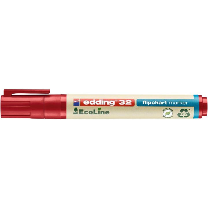 Edding Flipchart-Marker 32 EcoLine – Keilspitze 1,5-5 mm – Rot – nachfüllbar
