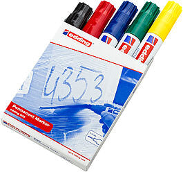 Edding Permanentmarker für Karton, Glas, Leder u. a. – mehrfarbig, 5er Set