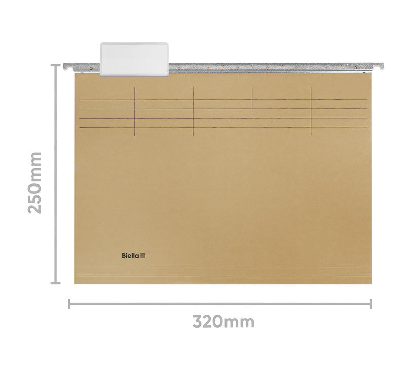 Biella Hängeordner für A4 – Karton, Olivgrün, 320 × 260 mm, mit Vordruck