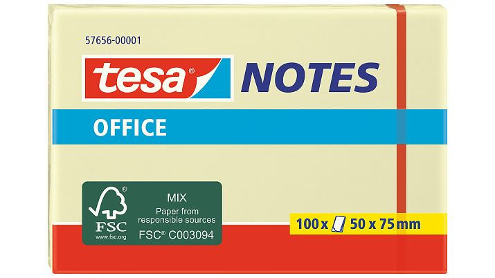 tesa Haftnotizen – 50 × 75 mm – gelb, 100 Blatt/Block, 1er-Pack