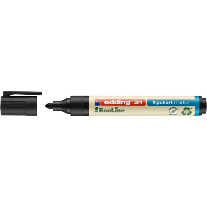 Edding Flipchart-Marker 31 EcoLine – Rundspitze 1,5-3 mm – Schwarz – Nachfüllbar