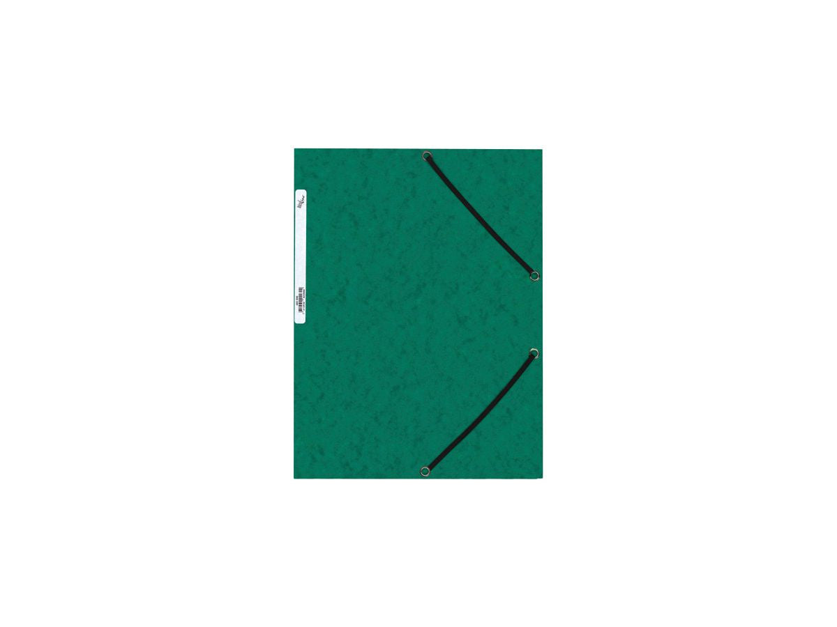 Buroline Gummibandmappe A4 – Karton, Grün, Daumenbohrung, Etikettenhalter, Füllhöhe 14 mm