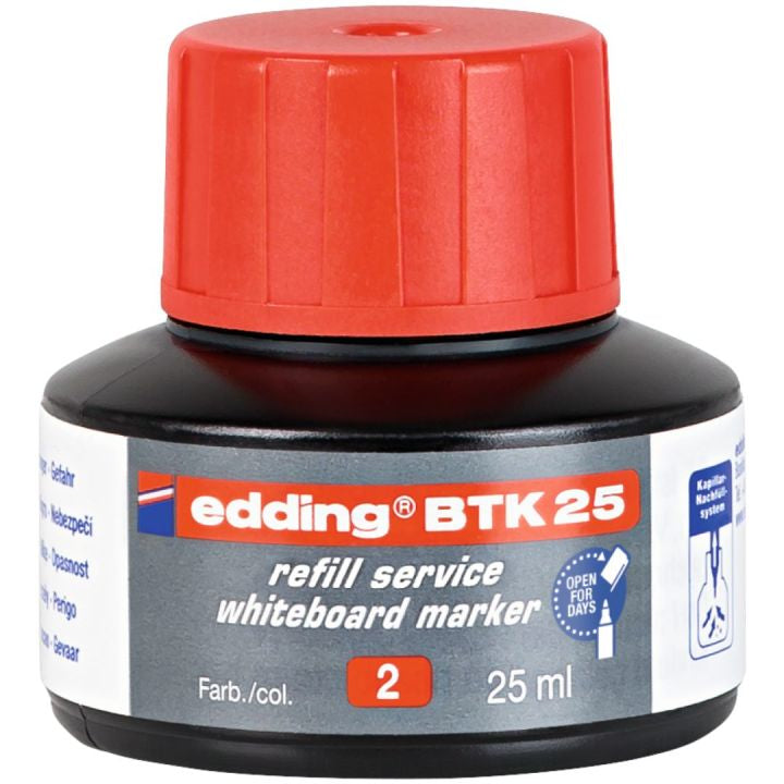 Edding Board Marker Tusche für Edding 250, 28, 29 + 3 weitere – rot, löschbar, 25 ml