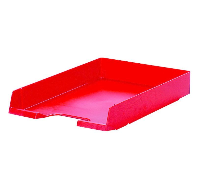 Biella Stapelbarer Briefkorb mit Griffausschnitt, Beschriftungsfeld, Matt, Rot, B 245 × H 55 × T 335 mm