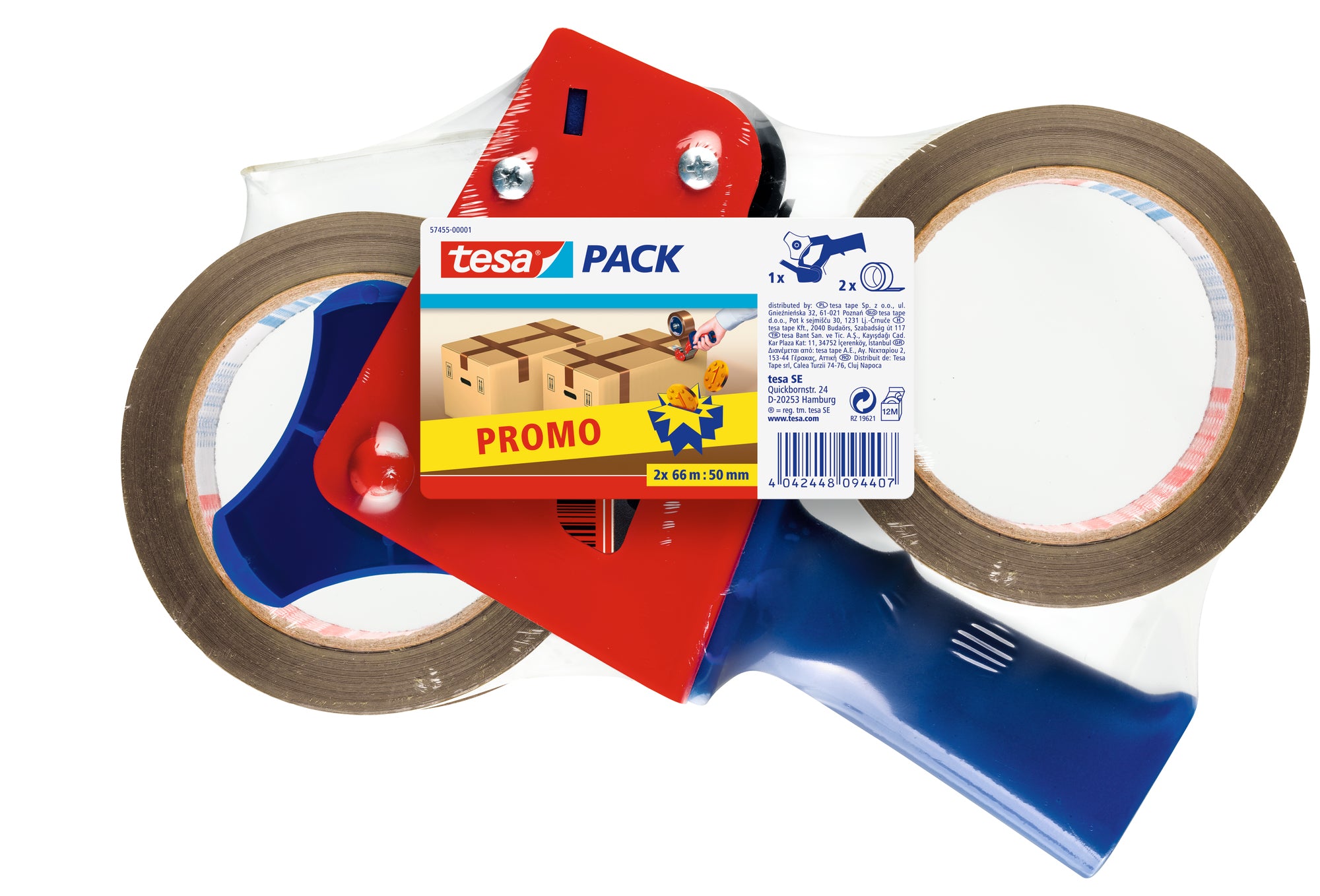 TESA Verpackungsklebeband, PP, Braun – 50 mm × 66 m – 2 Rollen
