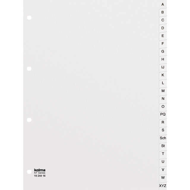 KolmaFlex Register – A4, 24-teilig, PP, weiss, vorgedruckt, 4-fach Lochung