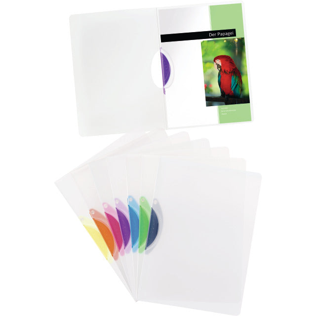 Kolma Schnellhefter Easy Klemmhefter Plus – A4, Kunststoff, Transparent, Kunststoff-Deckleiste