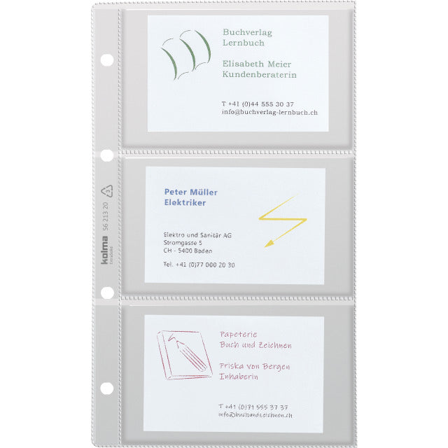 Kolma Sichtmappe – Transparent, Kunststoff, für Visitenkarten, 10er-Pack, 100% Recycelbar
