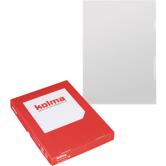 Kolma Sichtmappe A4 – Transparent, Kunststoff, Glänzend, 140 µm, 100er-Pack