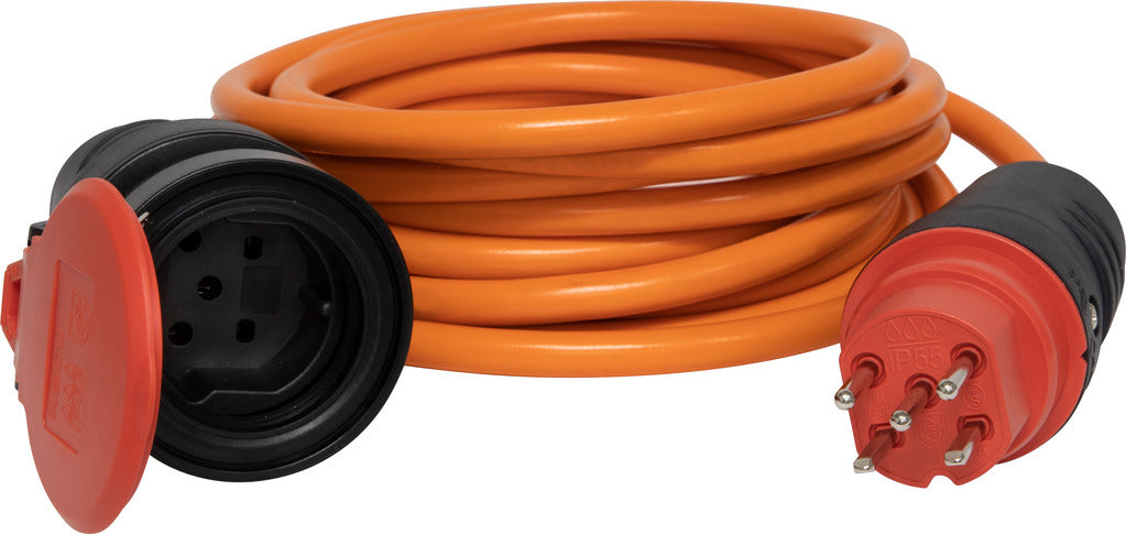 Brennenstuhl Netzkabel, T15 auf T15, Aussenanwendung, 400 V, 10 m, Orange