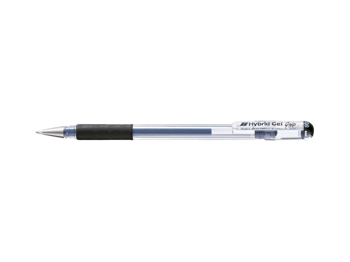 Pentel Hybrid Gel Grip Gelschreiber – schwarz, 0,8 mm, wasserfest, lichtbeständig, Kappe