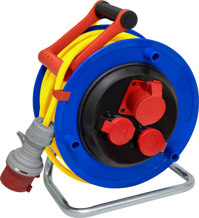 Brennenstuhl Kabelrolle, 25 m, 3×CEE 16-5, IP44, Eingang CEE 16-5 – blau/gelb