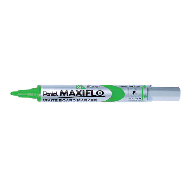 Pentel Whiteboard-Marker Maxiflo MWL5S – Konische Spitze 4 mm – Grün – Trocken abwischbar