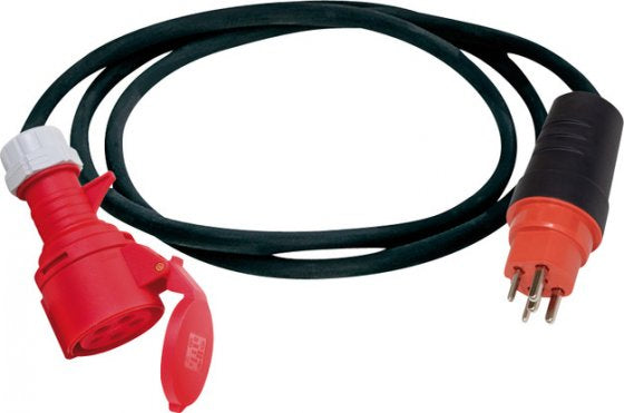 Brennenstuhl 1130992822 Adapterkabel T25 zu CEE 16/5 – 400 V, 16 A, 5-polig, 1,5 m, IP55 – Schwarz/Rot