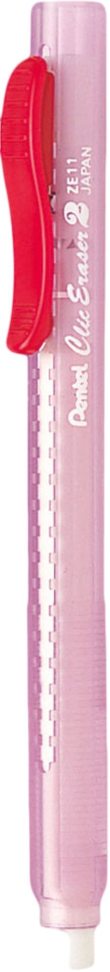 Pentel Radierstift Clic Eraser ZE11T-B – nachfüllbar, rot, transparent, weiss, 1 Stk.