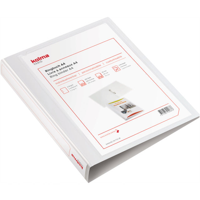 Kolma Ringbuch Vario Light – A4 Hoch – 2-Ring Bügelmechanik, Ø 30 mm – Weiss, mit Niederhalter, recyclingfähig