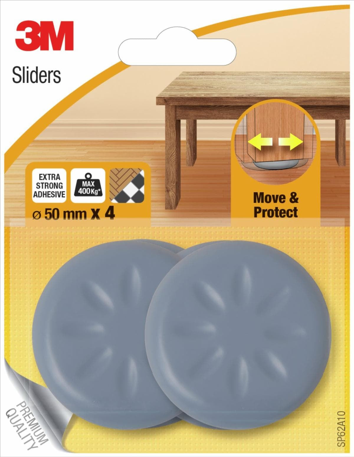 3M Stuhlgleiter – Ø 50 mm, selbstklebend, grau
