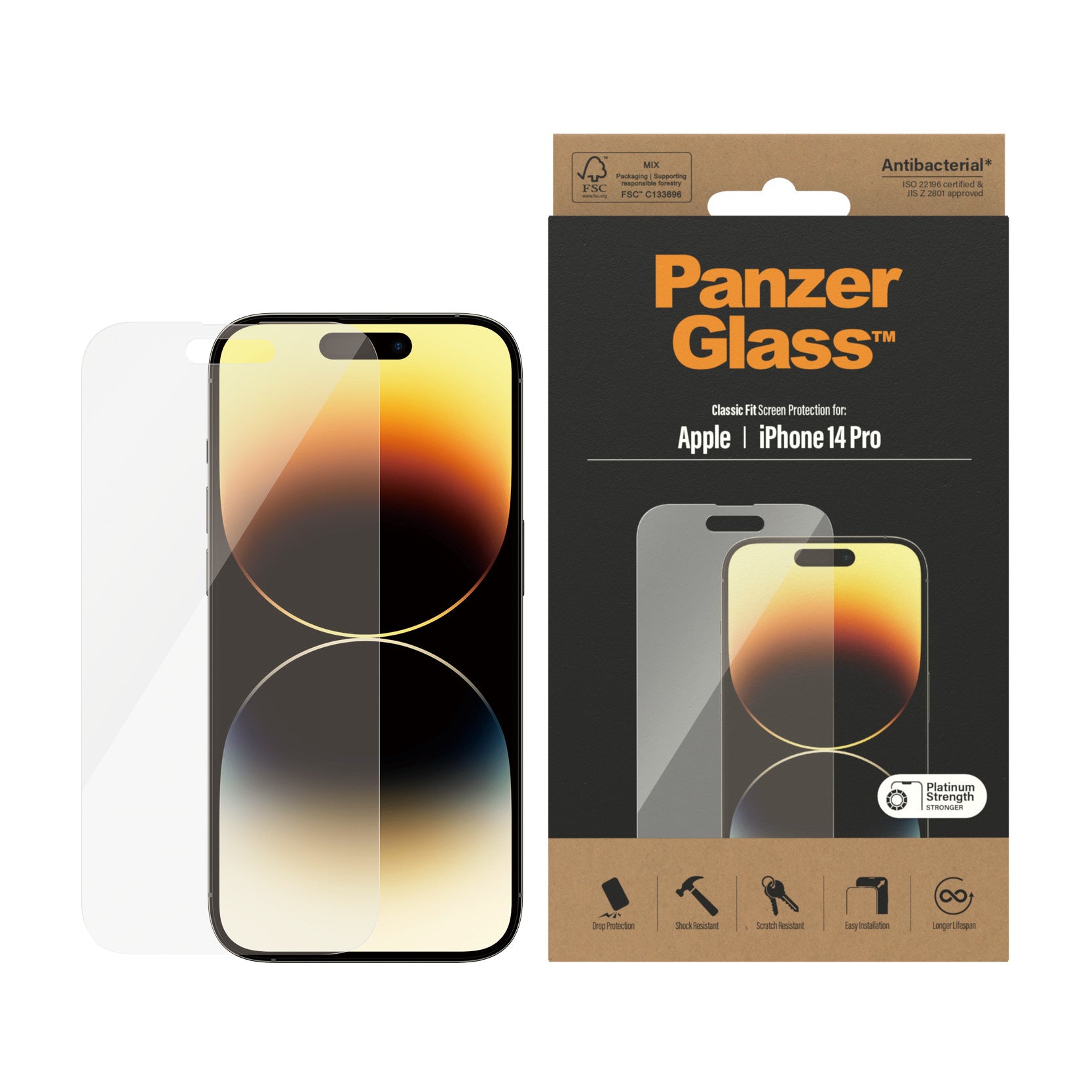 PanzerGlass Displayschutz (Panzerglas), Case Friendly – für iPhone 14 Pro