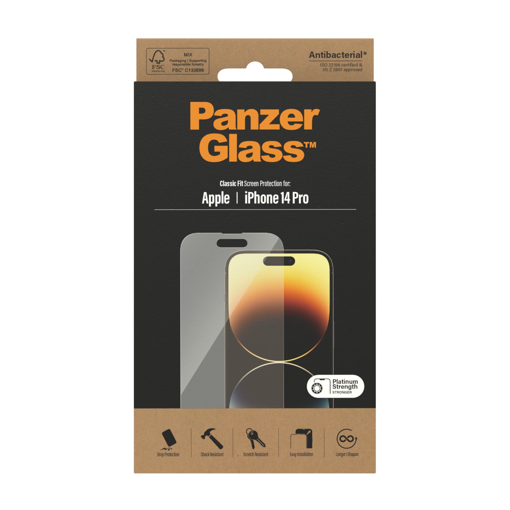 PanzerGlass Displayschutz (Panzerglas), Case Friendly – für iPhone 14 Pro