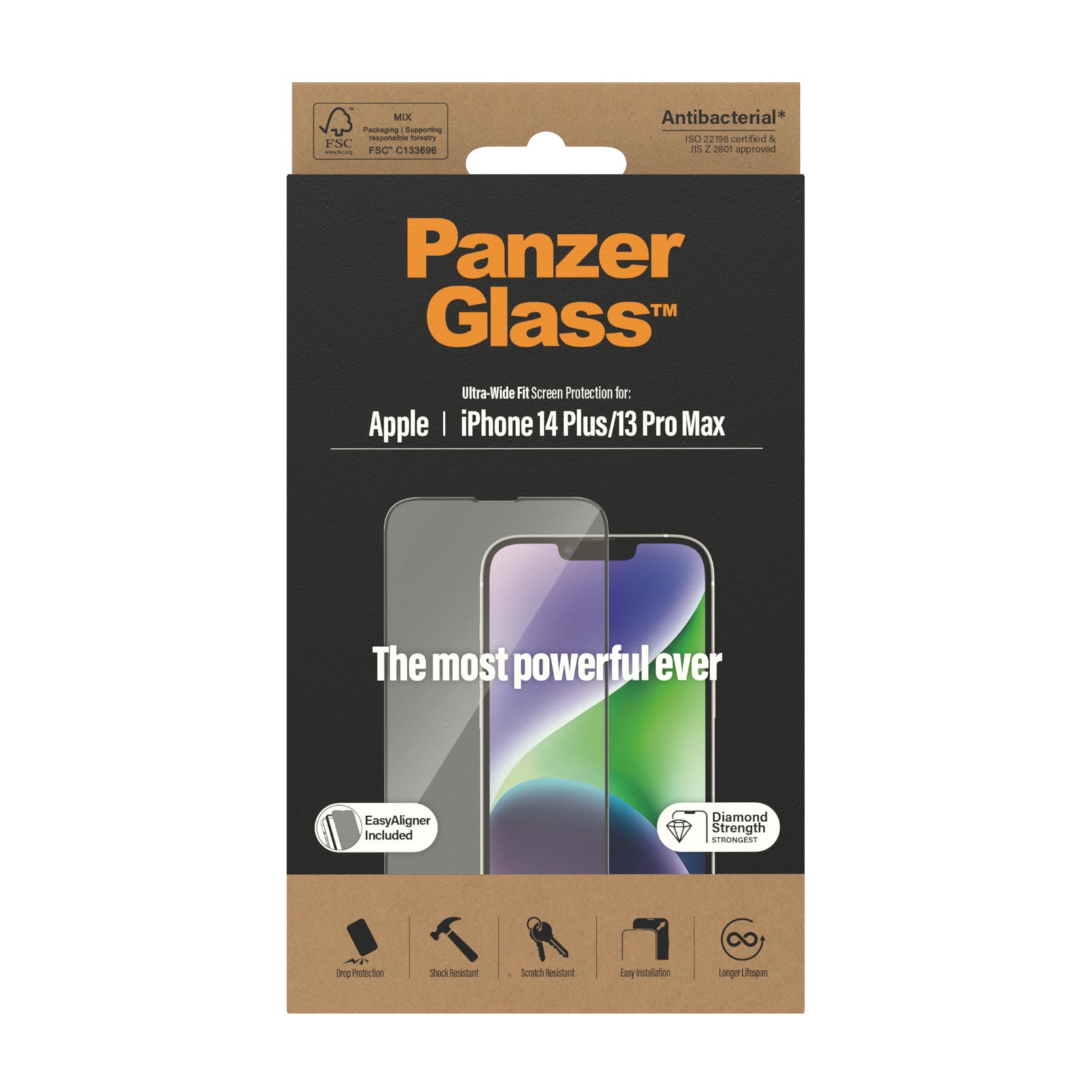 PanzerGlass Displayschutz (Panzerglas), Ultra-Wide Fit – für iPhone 14 Plus/iPhone 13 Pro Max – mit Applikator